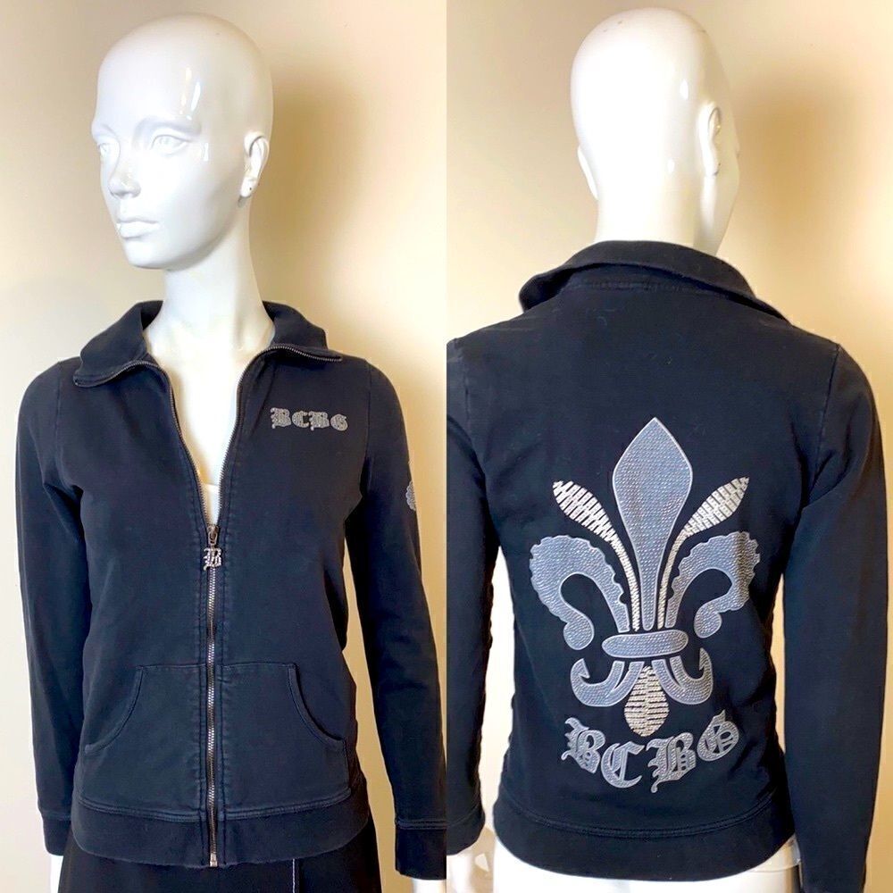 BCBGMaxazria Vintage Black Zip Jacket with Sparkle